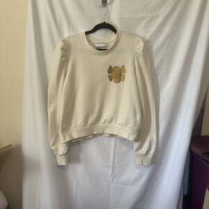 Streetwear Society KAWS-Inspired Embroidered Off-White Sweatshirt, Women's XL